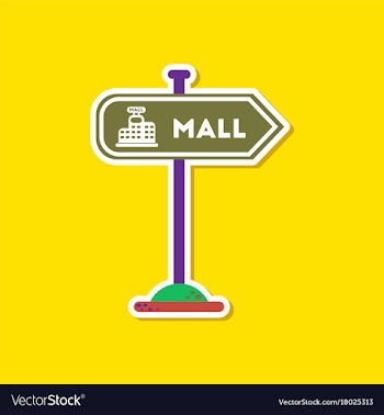 Paper sticker on stylish background mall sign vector image