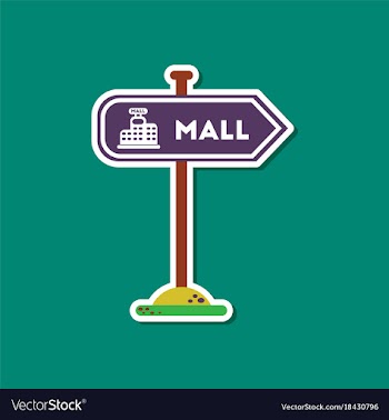 Paper sticker on stylish background mall sign vector image