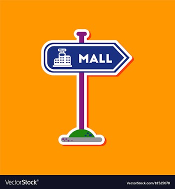 Paper sticker on stylish background mall sign vector image