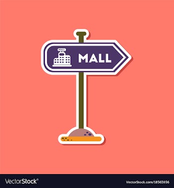 Paper sticker on stylish background mall sign vector image