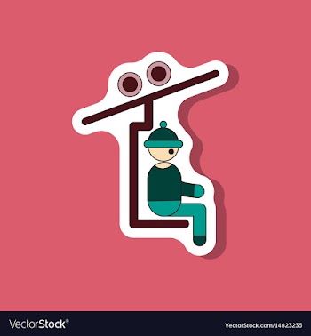 Paper sticker on stylish background man on ski vector image