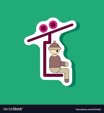 Paper sticker on stylish background man on ski vector image