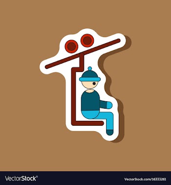 Paper sticker on stylish background man on ski vector image
