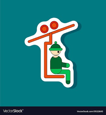 Paper sticker on stylish background man on ski vector image