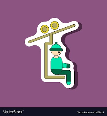 Paper sticker on stylish background man on ski vector image