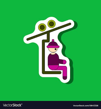 Paper sticker on stylish background man on ski vector image