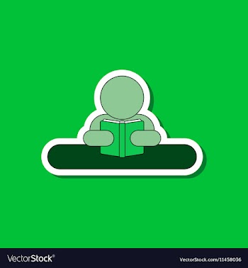 Paper sticker on stylish background man reading vector image