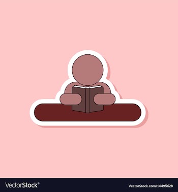 Paper sticker on stylish background man reading vector image