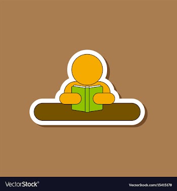 Paper sticker on stylish background man reading vector image