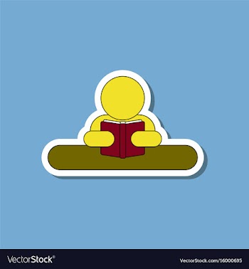 Paper sticker on stylish background man reading vector image