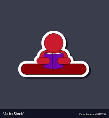 Paper sticker on stylish background man reading vector image