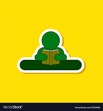 Paper sticker on stylish background man reading vector image
