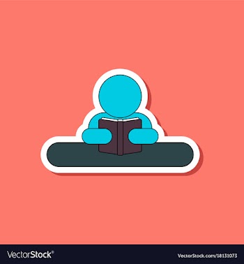 Paper sticker on stylish background man reading vector image