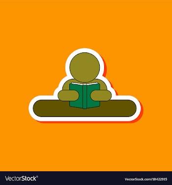 Paper sticker on stylish background man reading vector image