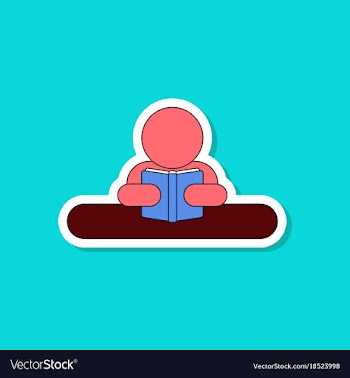 Paper sticker on stylish background man reading vector image