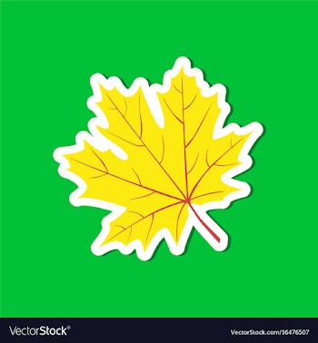 Paper sticker on stylish background maple leaf vector image