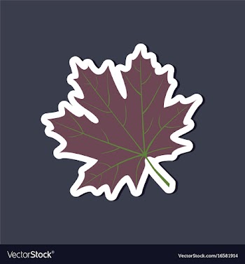 Paper sticker on stylish background maple leaf vector image