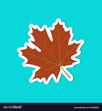 Paper sticker on stylish background maple leaf vector image