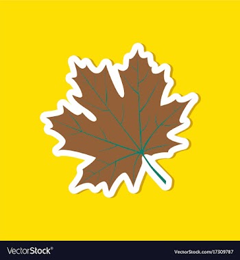 Paper sticker on stylish background maple leaf vector image