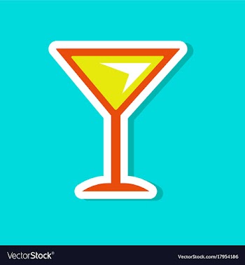 Paper sticker on stylish background martini glass vector image