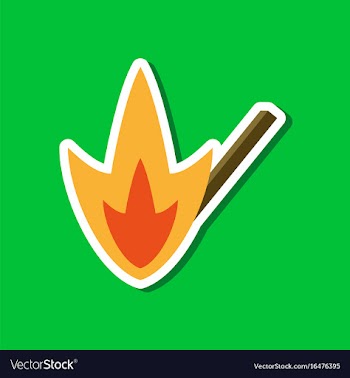 Paper sticker on stylish background match fire vector image