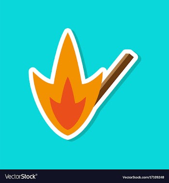 Paper sticker on stylish background match fire vector image