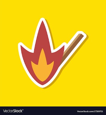 Paper sticker on stylish background match fire vector image