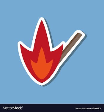 Paper sticker on stylish background match fire vector image