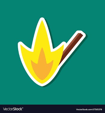 Paper sticker on stylish background match fire vector image