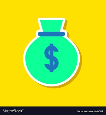 Paper sticker on stylish background money bag vector image