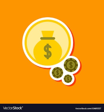 Paper sticker on stylish background money bag vector image