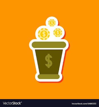 Paper sticker on stylish background money bag vector image
