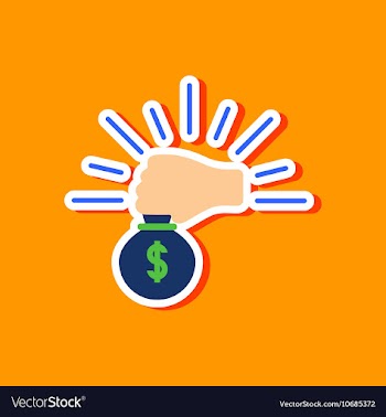 Paper sticker on stylish background money bag vector image