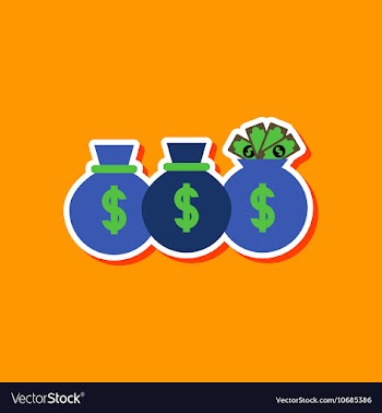 Paper sticker on stylish background money bag vector image