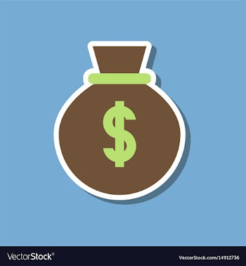 Paper sticker on stylish background money bag vector image