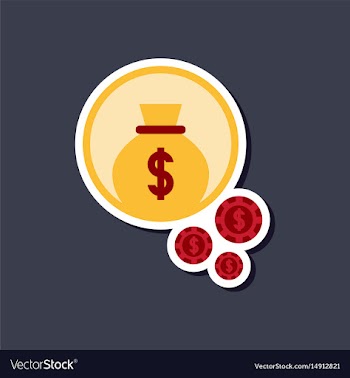 Paper sticker on stylish background money bag vector image