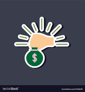 Paper sticker on stylish background money bag vector image
