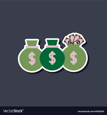 Paper sticker on stylish background money bag vector image
