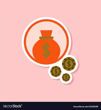 Paper sticker on stylish background money bag vector image