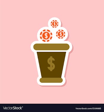 Paper sticker on stylish background money bag vector image