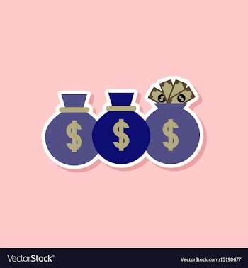 Paper sticker on stylish background money bag vector image