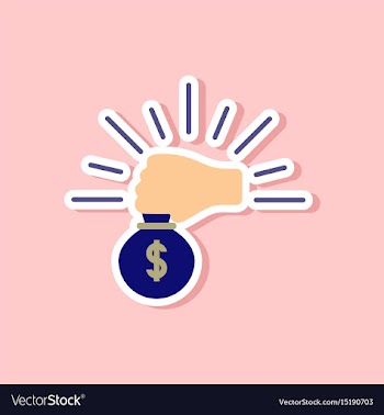Paper sticker on stylish background money bag vector image