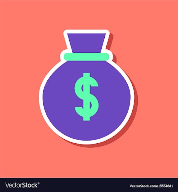 Paper sticker on stylish background money bag vector image
