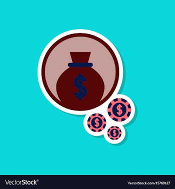 Paper sticker on stylish background money bag vector image