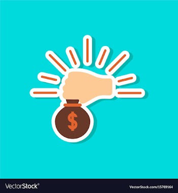 Paper sticker on stylish background money bag vector image