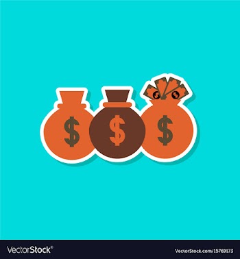 Paper sticker on stylish background money bag vector image