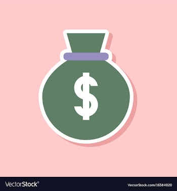 Paper sticker on stylish background money bag vector image