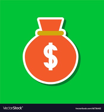 Paper sticker on stylish background money bag vector image