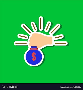 Paper sticker on stylish background money bag vector image