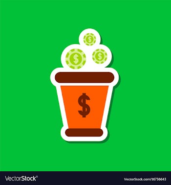 Paper sticker on stylish background money bag vector image